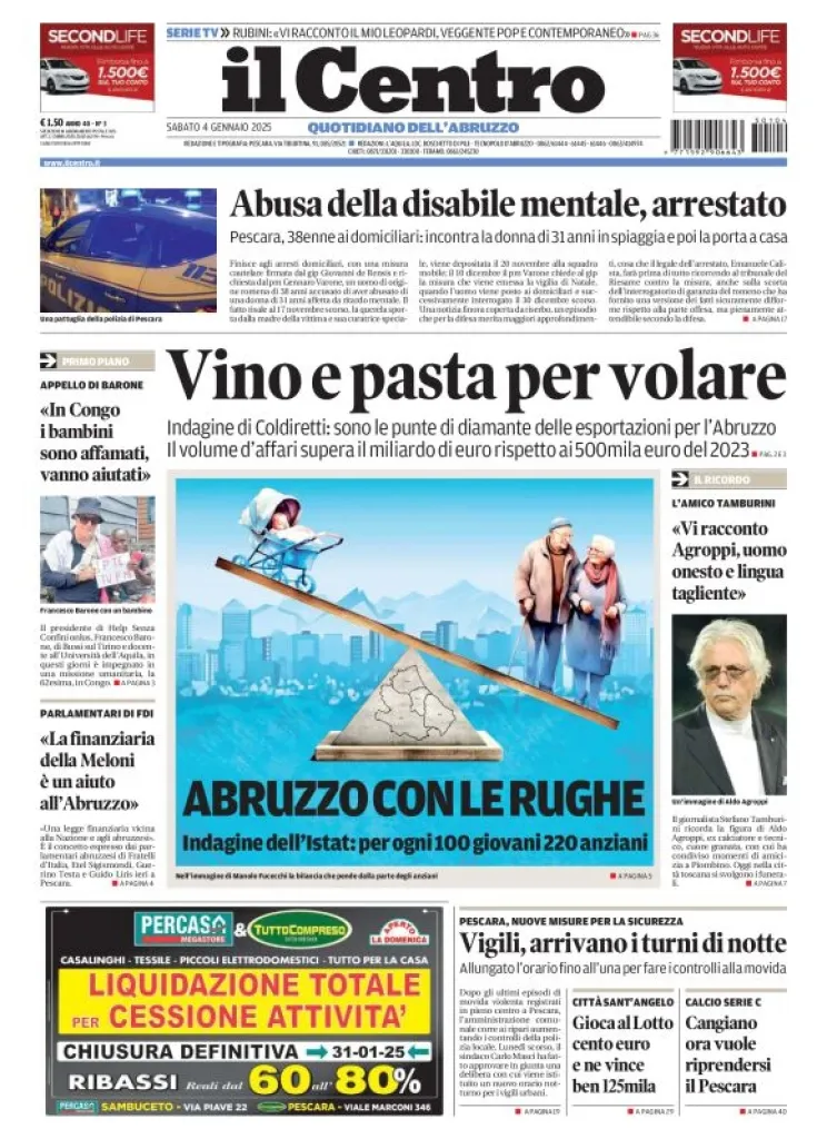 Prima-pagina-il centro-oggi-edizione-del-2025-01-04